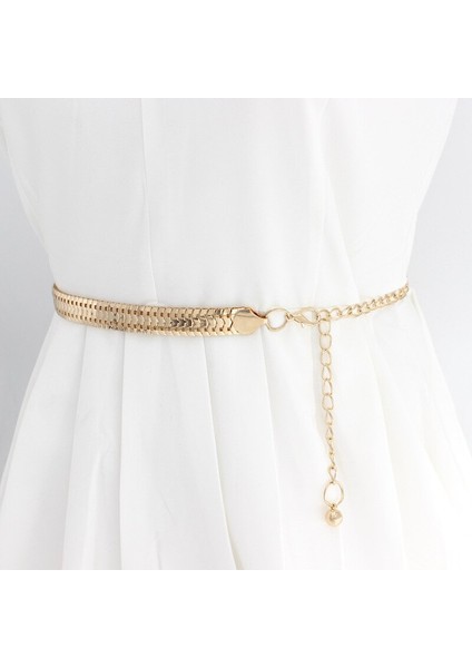 Moda Basit Zincir Kemer Kadın Bayan Yüksek Bel Altın Kemerler Kemer Parti Takı Elbise Metal Zincir Kemer (Yurt Dışından) fiyatları