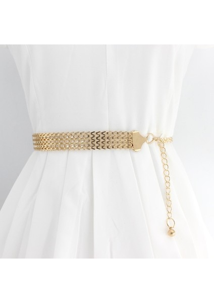Moda Basit Zincir Kemer Kadın Bayan Yüksek Bel Altın Kemerler Kemer Parti Takı Elbise Metal Zincir Kemer (Yurt Dışından) indirimleri