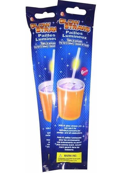 Fosforlu Glow Parti Parti Pipeti 6 Adet Kırmızı Renk