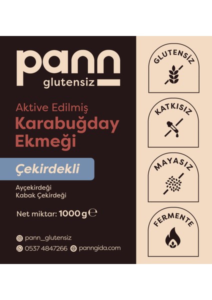 Glutensiz Karabuğday Ekmeği, Çekirdekli 2 x 1000 Gr, Mayasız, Aktive Edilmiş Karabuğday Tohumu modelleri