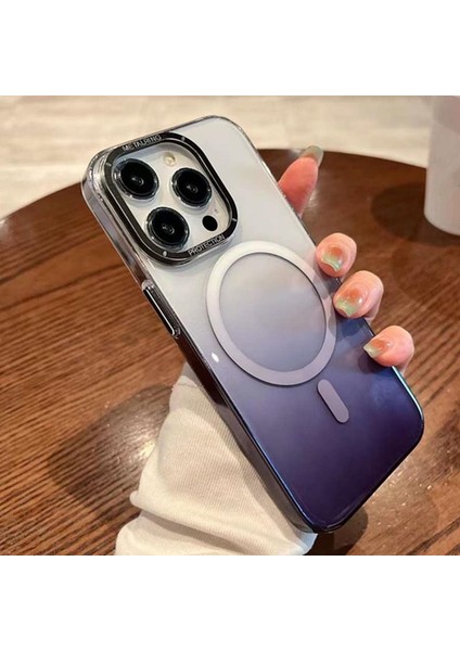 Apple iPhone Uyumlu 14 Plus Kılıf Alp Rainbow Magsafe Kapak