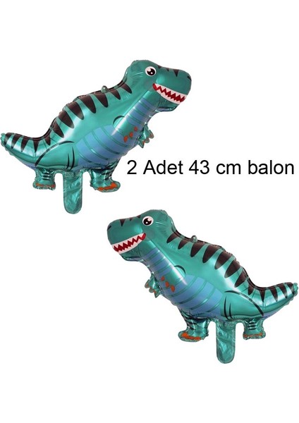Tyrannosaurus Shape Şekilli Yeşil Renk Dinozor Folyo Balon 43 cm 2 Adet