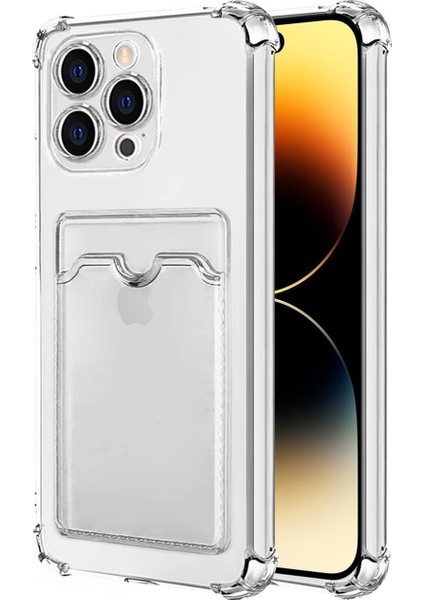 Apple iPhone Uyumlu 14 Pro Max Kılıf Sfy Kamera Korumalı Kartlıklı Silikon
