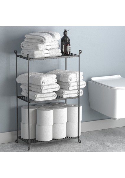 Teknotel Üç Katlı Metal Düzenleyici Ayakkabılık Havluluk Saksılık Siyah MG015