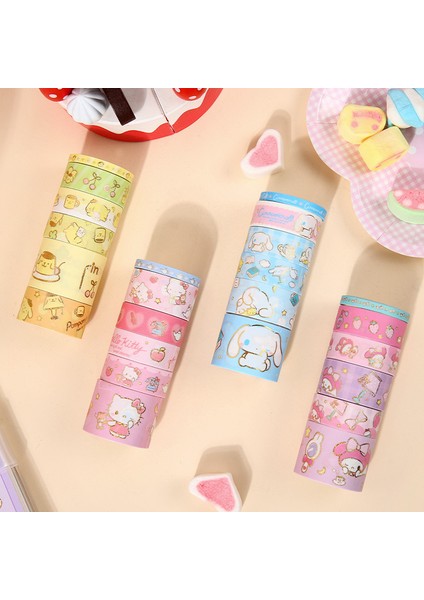 Kawaii Iyi Geceler Serisi Washi Bant Seti My Melody Cinnamoroll Purin Köpek Anime Figürleri Dizüstü Etiket Dekoratif Bant Çocuk Hediye (Yurt Dışından) modelleri