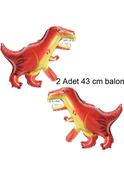 Tyrannosaurus Shape Şekilli Kahve Renk Dinozor Folyo Balon 43 cm 2 Adet