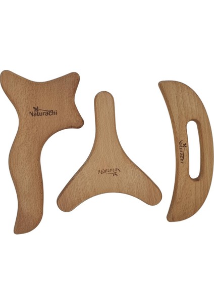 Ahşap Graston Madero Terapi ve Selülit 3'lü Masaj Aleti Model 3