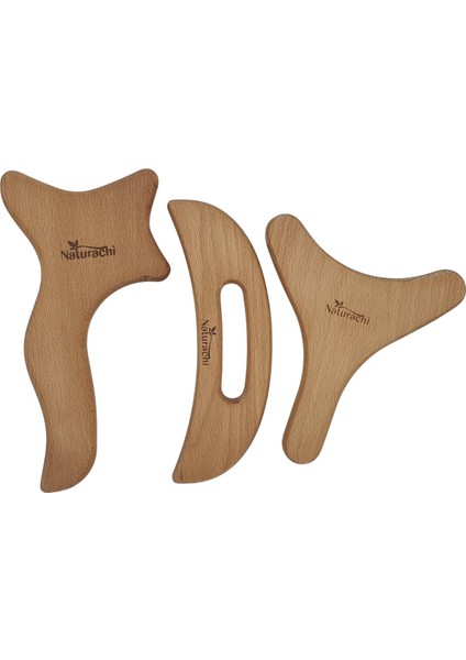 Ahşap Graston Madero Terapi ve Selülit 3'lü Masaj Aleti Model 8