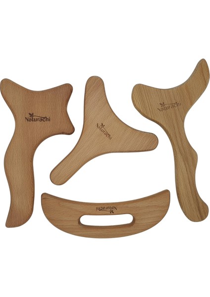 Ahşap Graston Madero Terapi ve Selülit 4'lü Masaj Aleti Model 2