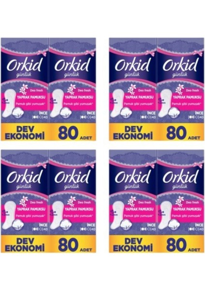 Yaprak Pamuksu Günlük Ped Deo Fresh 80 x 4 Adet Dev Ekonomi Paketi