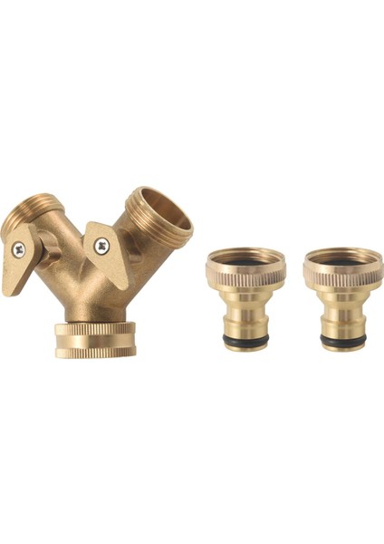 3/4 Inç 2 Yollu Hortum Ayırıcı Pirinç Y Vana Bahçe Musluk Bağlantısı 2x3/4 Inç Pirinç Su Musluğu Dış Musluk Kiti (Yurt Dışından)