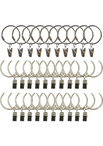 Srıwen 30 Paket Halkalı Perde Klipsi Metal Paslanmaz Perdelik Çubuk Halkaları Güçlü Klipsli Kancalar Kolay Açılır ve Kapatılır 1,5 Inç Iç Çap Gümüş (Yurt Dışından)