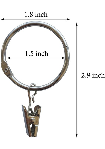 Srıwen 30 Paket Halkalı Perde Klipsi Metal Paslanmaz Perdelik Çubuk Halkaları Güçlü Klipsli Kancalar Kolay Açılır ve Kapatılır 1,5 Inç Iç Çap Gümüş (Yurt Dışından)