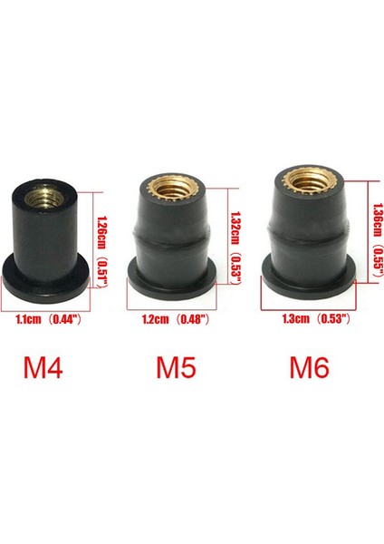 10 Adet Motosiklet M4/m5/m6 Kauçuk Kuyu Kuruyemiş Sürme Aksesuarları Bağlantı Elemanı Ürünleri (Yurt Dışından)