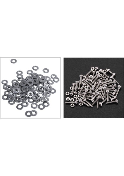 Flyeer 2020 51 Takım 304 Paslanmaz Çelik Aksesuarlar: 50 Takım M2X10MM Altıgen Soket Başlı Tırtıllı Kapak Vidaları Cıvata Somun ve 1 Takım 100 Adet M3 3 mm Metrik Düz Pul (Yurt Dışından)
