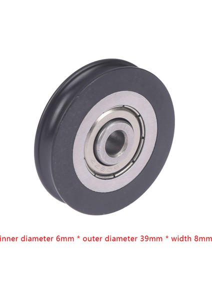 6*39*8mm Vites Kapı Kasnağı Içbükey Tekerlek U Oluklu Tel Halat Hat Üzerinde Tekerlek, Kauçuk Sarılmış Plastik Naylon Rulman Rulo (Yurt Dışından)