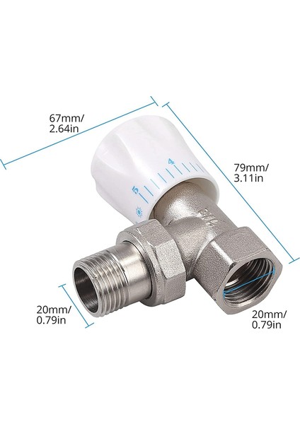 Termostatik Radyatör Vanası 2 Adet 15MM x 1/2ınch Termostatik Açı (Yurt Dışından)