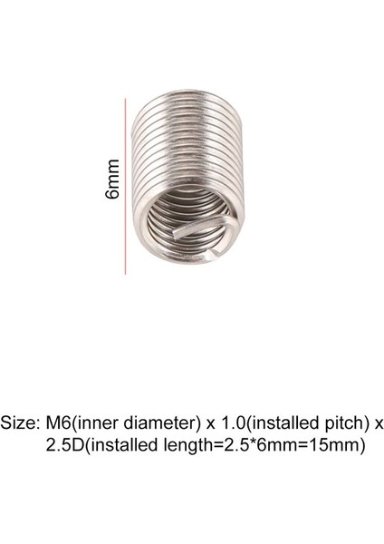 Ma 50PCS Dişli Ekler M6 1.0 2.5d Paslanmaz Çelik Helicoil Aletler Vida Kolu (Yurt Dışından)