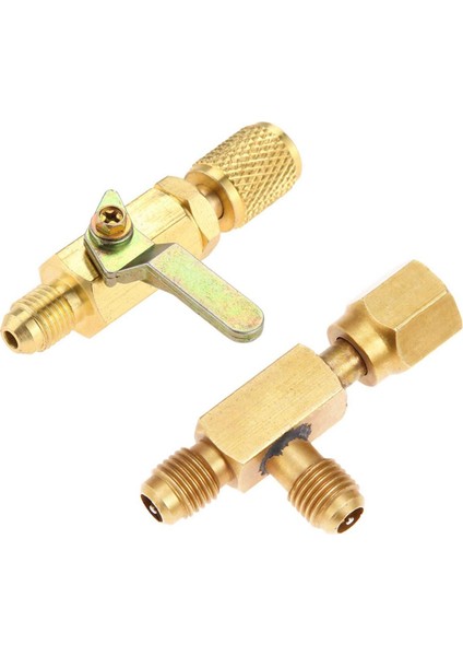 Jınmy-Klima Küresel Vana 1/4 Inç Sae Adaptörü ve 1/4 Inç Vanalar Çekirdek Hızlı Bağlantı Elemanı Erişim Tee, R134A Soğutucu Akışkan Için (Yurt Dışından)
