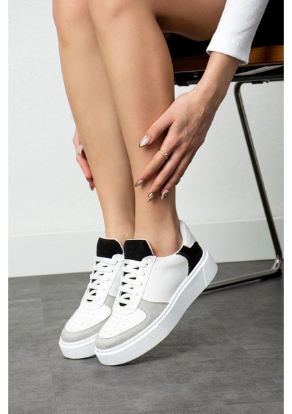 Gri Siyah Düz Hafif Dikişli Taban Bağcıklı Günlük Ortapedik Iç Taban Kadın Sneaker modelleri