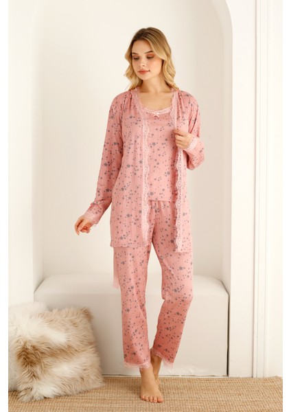 Sabahlıklıklı 3 Parça Çeyizlik Kutulu Kadın Pijama Takımı- Dantelli Kutulu Kadın Pijama- Geniş Beden Aralığı fırsatları