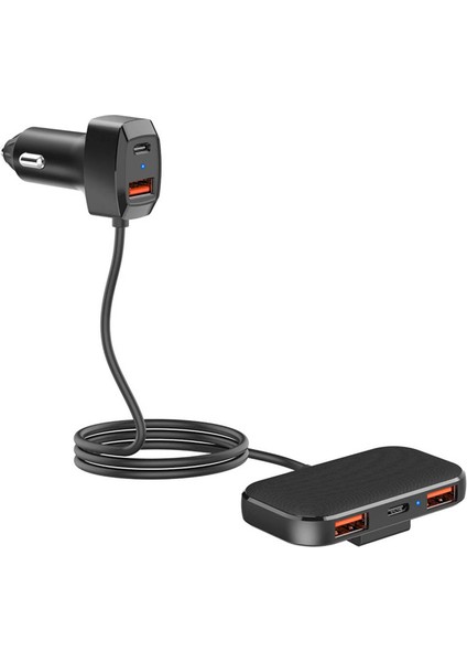 60W Araç Hızlı Şarj Cihazı 5 Bağlantı Noktalı Çok Fonksiyonlu Uzatma Kablosu Akıllı Genişletme Şarj Cihazı (Yurt Dışından)