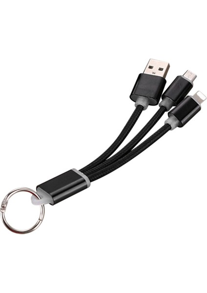 3'ü 1 Arada Örgülü USB Şarj Kablosu Anahtarlık Mikro USB Şarj Kablosu (Yurt Dışından) fiyatları
