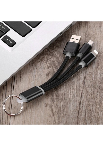 3'ü 1 Arada Örgülü USB Şarj Kablosu Anahtarlık Mikro USB Şarj Kablosu (Yurt Dışından) indirimleri