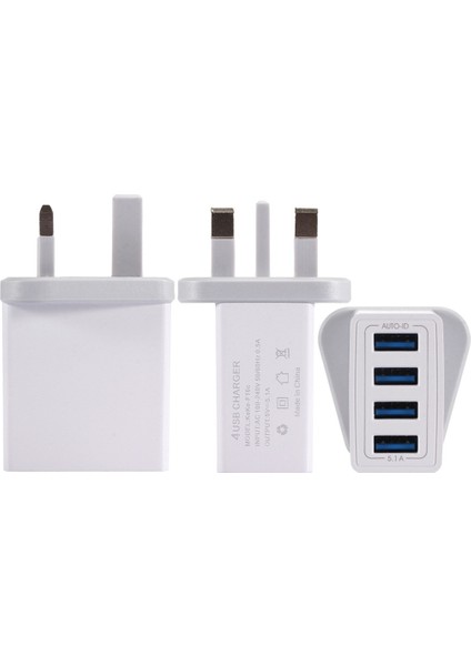 USB Şarj Cihazı Hızlı Duvar Şarj Cihazları Cep Telefonu Şarj Cihazı Iphone Samsung Xiaomi 4 Muti Bağlantı Noktası 5.1A USB Güç Adaptörü Istasyonu Ingiltere Tak (Yurt Dışından) modelleri