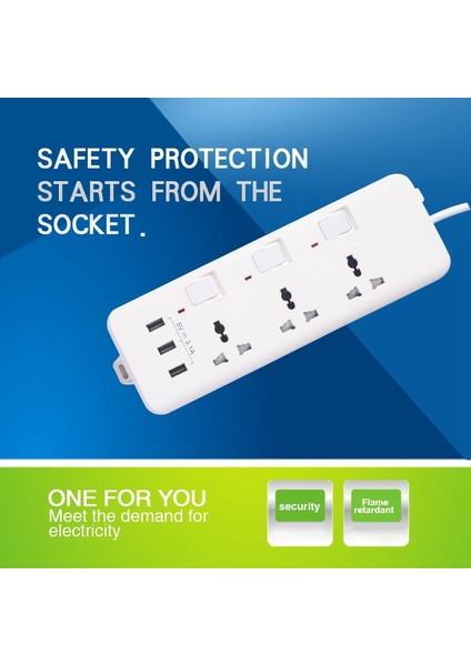 Çıkışlı ve 3 USB Şarj Bağlantı Noktalı Şerit Akıllı Telefon Tabletler Için Uzun Uzatma Kablosu Ofis Abd Tak (Yurt Dışından) fırsatları