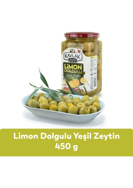 Kavlak Limon Dolgulu Yeşil Zeytin 450 gr Cam Kavanoz