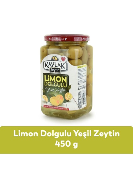 Kavlak Limon Dolgulu Yeşil Zeytin 450 gr Cam Kavanoz