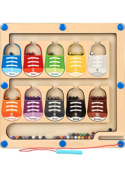Manyetik Renk ve Sayı Labirenti - Montessori Ahşap Renk Eşleştirme Öğrenme Sayma Bulmaca Tahtası - Erkek Kız Çocuklar Için Ince Motor Becerileri Oyuncakları 3 4 5 Yaşında (Yurt Dışından)