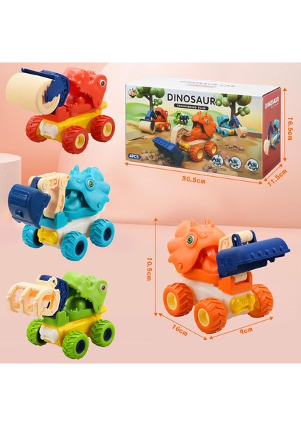 Dinozor Oyuncak Inşaat Kamyonu Oyuncakları, 3 4 5 6 7 Yaşındaki Erkek Kızlar Için 4 Paket Canavar Kamyon, Dinozor Araba Oyuncakları Ses ve Işık Efektleriyle Çocuklara Doğum Günü He (Yurt Dışından)