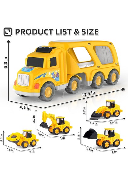 Erkek Kızlar Için Inşaat Kamyonu Oyuncakları Yaş 1 2 3 4 5 6 Yaş ， 1-3 3-5 Yaş Çocuklar Için Taşıyıcı Taşıma Kamyonları ， Noel Doğum Günü Hediyesi Yürümeye Başlayan Oyuncaklar. (Yurt Dışından) modelleri