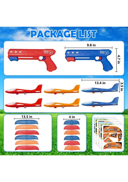 Paket LED Uçak Fırlatıcı Oyuncaklar, 2 Fırlatıcı, Çıkartmalarla 2 Uçuş Modu Planör Mancınık Düzlemi, 3 4 5 6 7 8 9 10 11 12 Yaşındaki Çocuk Erkek Kız Doğum Günü Hediyeleri Için Uça (Yurt Dışından)