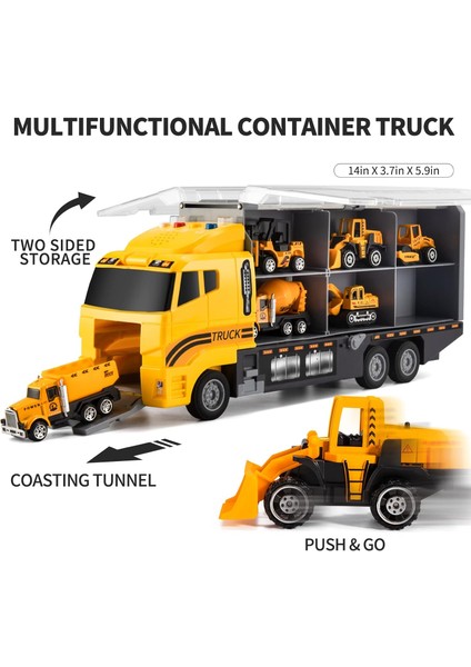 3-9 Yaş Erkek ve Kız Çocuklar Için Döküm Alaşımlı Inşaat Aracı Oyuncak Seti ve Oyun Minderi (Yurt Dışından)
