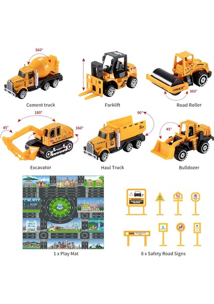 3-9 Yaş Erkek ve Kız Çocuklar Için Döküm Alaşımlı Inşaat Aracı Oyuncak Seti ve Oyun Minderi (Yurt Dışından)