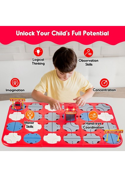 24 Pcs Stem Yol Oluşturucu Bulmacalar Yaş 3+ Çocuklar Için, Sevimli Araba Işık Trafiği ile Küçük Çocuk Zeka Oyunları Labirent Masa Oyunu Oyun Seti, Erkek Kızlar Için Interaktif Oyu (Yurt Dışından)