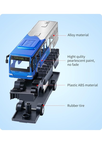 Otobüs Oyuncakları Araba Seti, Çocuklar Için Döküm Metal Arabalar Erkek Kız 3-8 Yaşında Geri Çekin Araba Şehir Otobüsü 1:80 Ölçekli Çift Katlı Londra Araçları, Sürtünmeyle Çalışan (Yurt Dışından)