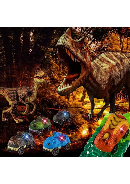 Paket Dinozor Pisti Araba Yarış Pisti Yedek LED Işık Akülü Dinozor Yarış Arabası Pisti Karanlıkta Parlıyor Dino Otomobil Aksesuarları Yarış Pisti Setleri Için Çoğu Parçayla Uyumlu, (Yurt Dışından) fırsatları
