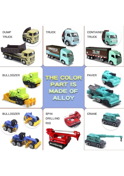 Inşaat Kamyonu Araç Oyuncak Mini Metal Araç Seti Damperli Kamyon Buldozer Vinç Model Kamyon Finişer Konteyner Kamyonu Döndürme Sondaj Kulesi Harita Erkek Çocuklar Için Yol Tabelası (Yurt Dışından) fiyatları