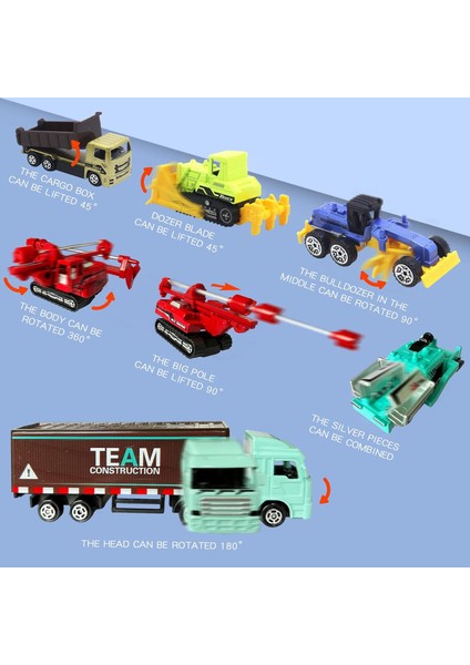 Inşaat Kamyonu Araç Oyuncak Mini Metal Araç Seti Damperli Kamyon Buldozer Vinç Model Kamyon Finişer Konteyner Kamyonu Döndürme Sondaj Kulesi Harita Erkek Çocuklar Için Yol Tabelası (Yurt Dışından) modelleri