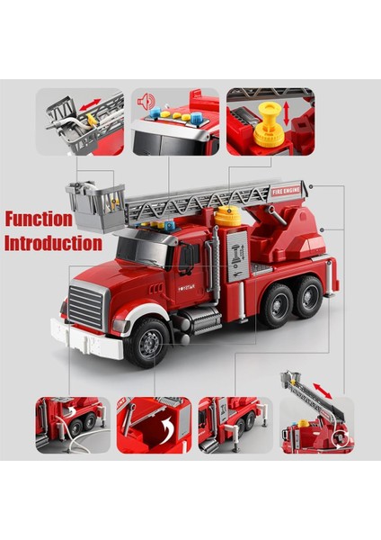 Itfaiye Aracı Hava Merdiveni Oyuncak, Su Püskürtme Fonksiyonlu ve Ses ve Işık ile Kurtarma Oyuncak Kamyon, 4 5 6 7 8 9 Yaşındaki Çocuk Oyuncak Için Itfaiye Aracı Oyuncak (Yurt Dışından)