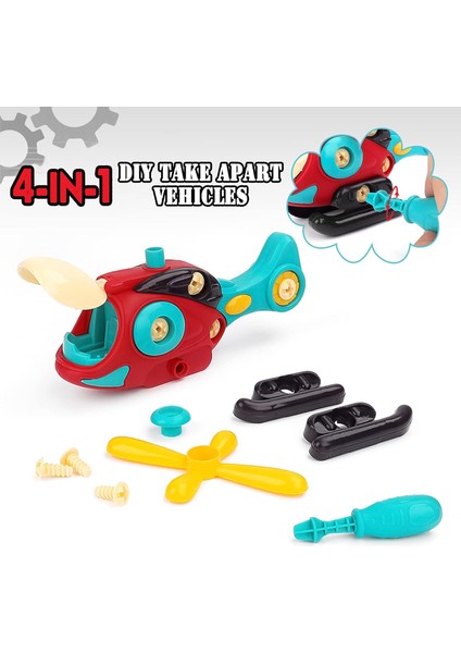 4 Pcs 3+ Yaşındaki Erkek Çocuklar Için Oyuncakları Parçalayın Tornavida Stem Eğitim Inşaatı Inşaat Oyuncakları Uçak Yarışı Araba Helikopteri Itfaiye Aracı Seti Oyun Birleştirme Oyu (Yurt Dışından) modelleri