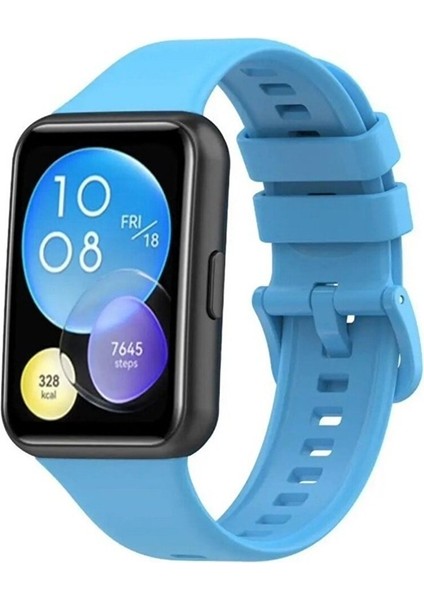 Huawei Watch Fit 2 Uyumlu Yüksek Kalite Yumuşak Pürüzsüz Silikon Kordon Kayış Mavi