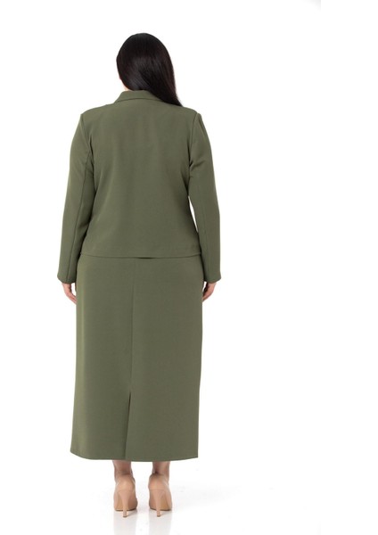 Büyük Beden Etek Ceket Haki Takım modelleri