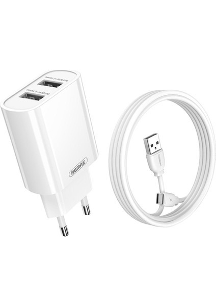 Remax RP-U35 Jane Serisi 2.1A Çift USB Bağlantı Noktalı Hızlı Şarj Seti, Kablo: Usb-C/type-C (Yurt Dışından)
