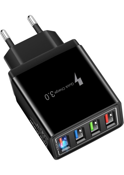 Evrensel 4 Port USB Şarj Aleti Seyahat 5 V/3A Telefon Adaptörü iPhone Samsung Akıllı Telefon Için Akıllı Şarj Kafası USB Hızlı Şarj Cihazı (Yurt Dışından)