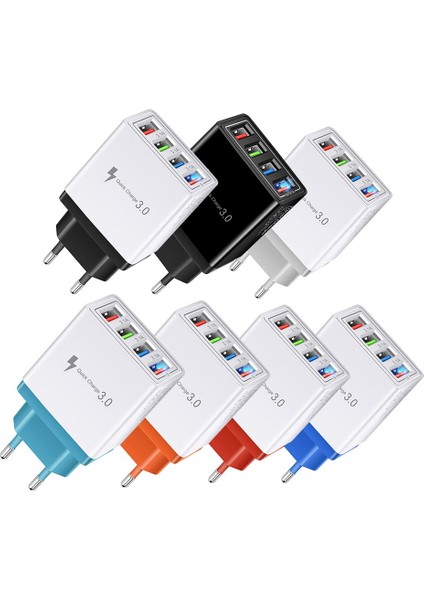 Evrensel 4 Port USB Şarj Aleti Seyahat 5 V/3A Telefon Adaptörü iPhone Samsung Akıllı Telefon Için Akıllı Şarj Kafası USB Hızlı Şarj Cihazı (Yurt Dışından) fiyatları